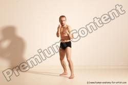 Underwear Martial art Man White Moving poses Slim Short Blond Dynamic poses Academic